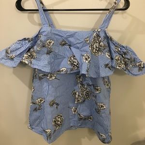 Blue and White off the shoulder top
